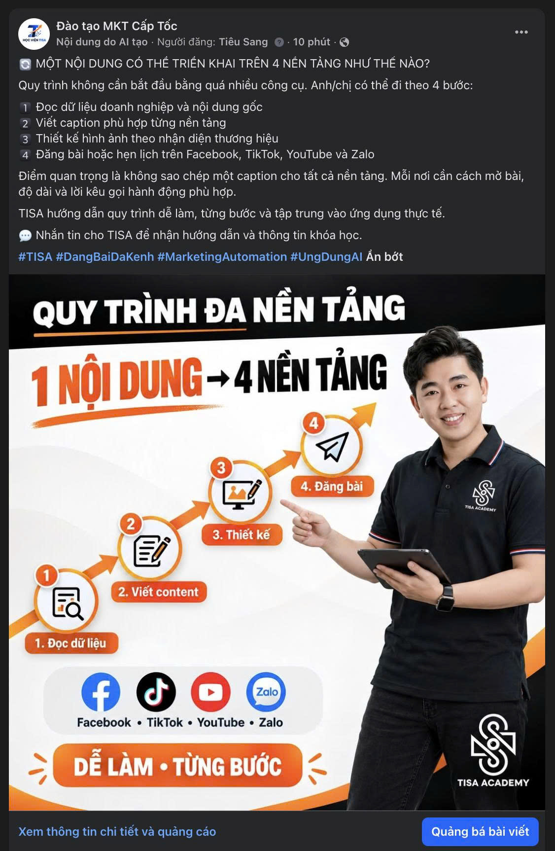 Một nội dung triển khai lên bốn nền tảng